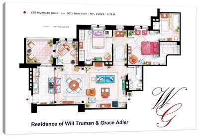 Apartment From Will & Grace Canvas Art Print - Sitcoms & Comedy TV Show Art