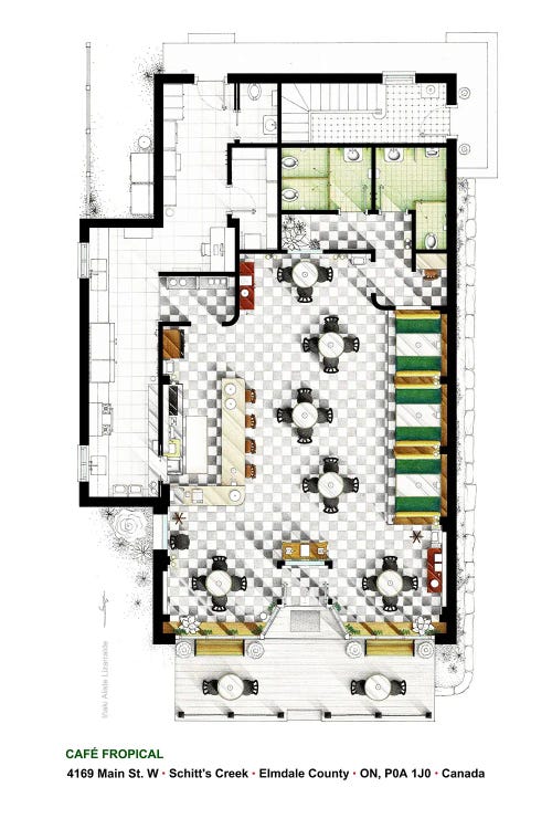 Floorplan Of Café Tropical From Schitt's Creek