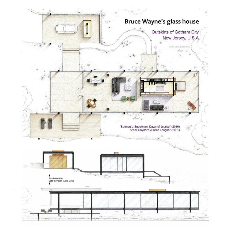 Bruce Wayne's Glass House Floorplan