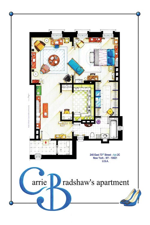 Apartment Of Carrie Bradshaw From Sex & The City - Poster Version