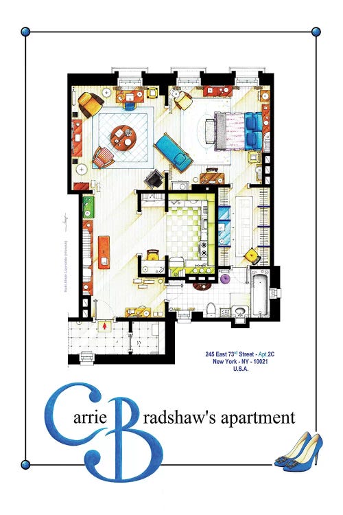 Apartment Of Carrie Bradshaw From Sex & The City - Poster Version