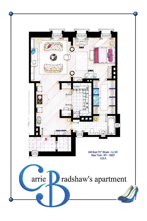 Apartment Of Carrie Bradshaw From Sex & The City Film - Poster Version