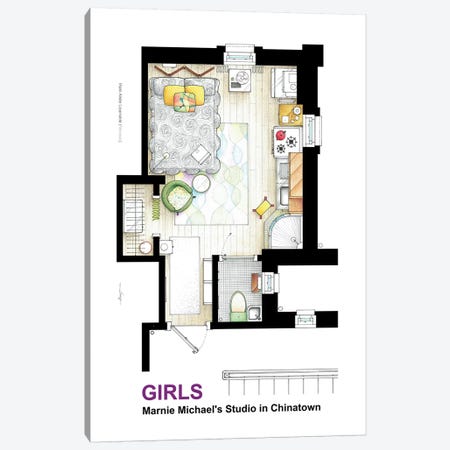Apartment Of Marnie Michaels From Girls Canvas Print #TVF22} by TV Floorplans & More Canvas Wall Art