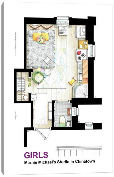 Apartment Of Marnie Michaels From Girls Canvas Art Print - TV Floorplans & More
