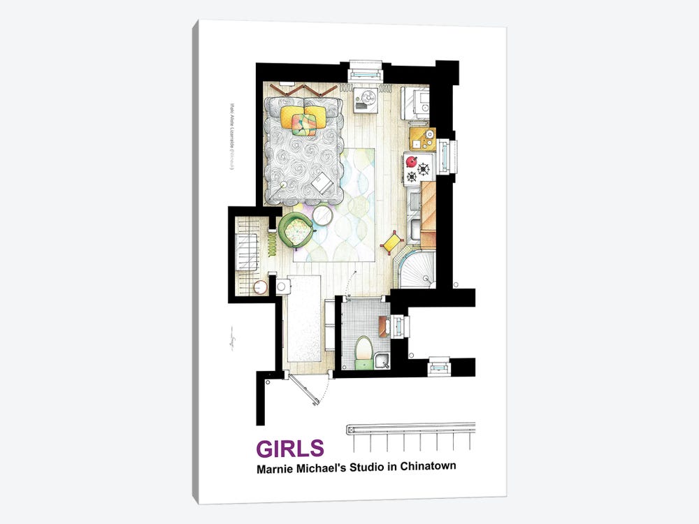 Apartment Of Marnie Michaels From Girls by TV Floorplans & More 1-piece Canvas Wall Art