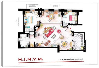 Apartment Of Ted Mosby From How I Met Your Mother Canvas Art Print - TV Floorplans & More
