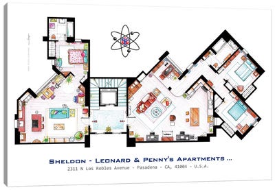Apartments From The Big Bang Theory Canvas Art Print - Best Selling TV & Film