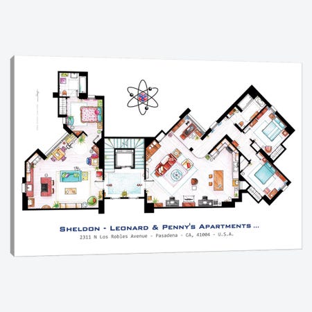 Apartments From The Big Bang Theory Canvas Print #TVF27} by TV Floorplans & More Canvas Art Print