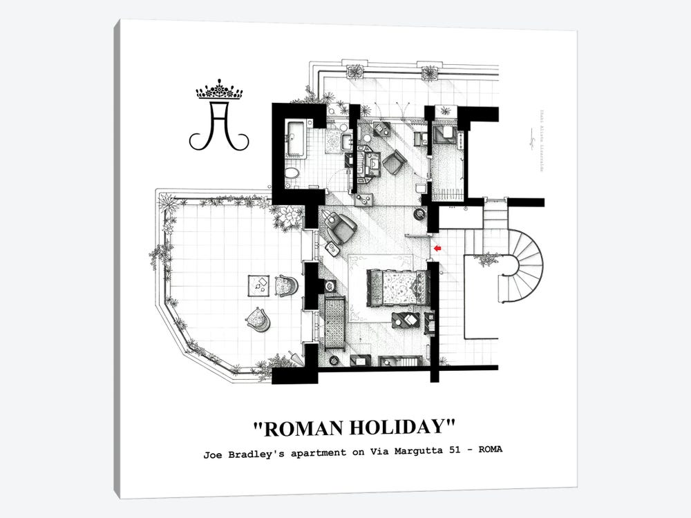 Attic/Studio From Roman Holiday by TV Floorplans & More 1-piece Canvas Art Print