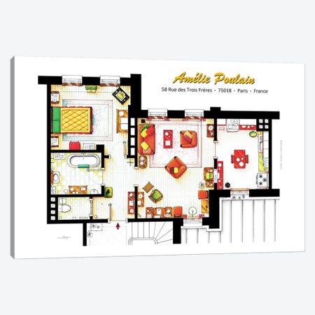 Apartment From Amelie In Paris Canvas Print #TVF2} by TV Floorplans & More Canvas Print