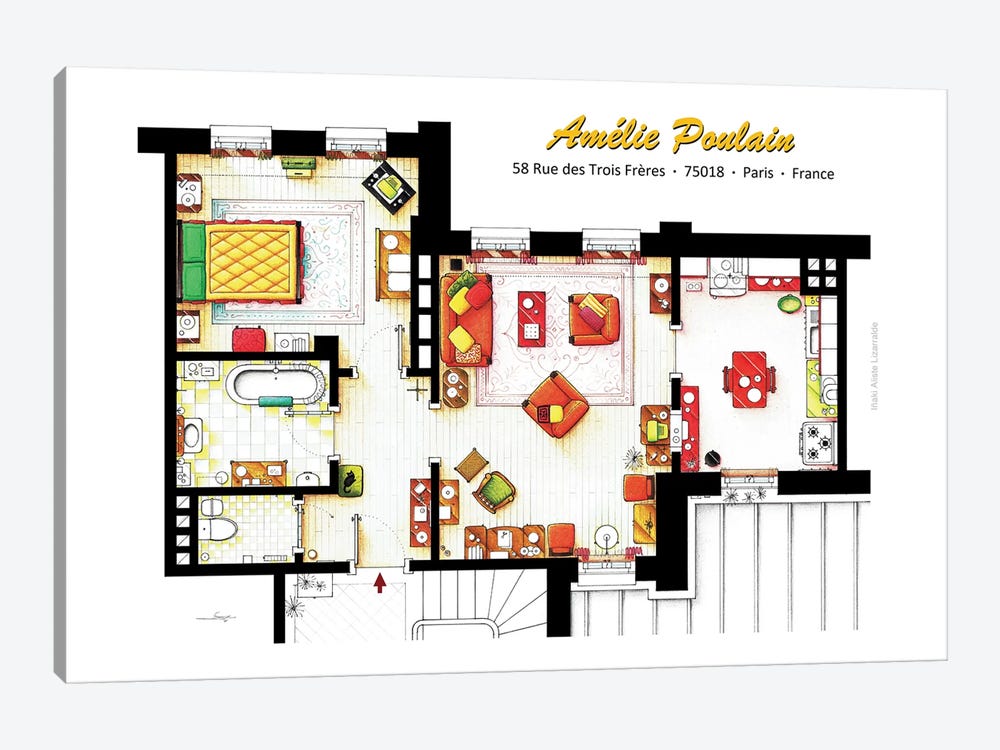 Apartment From Amelie In Paris by TV Floorplans & More 1-piece Canvas Artwork