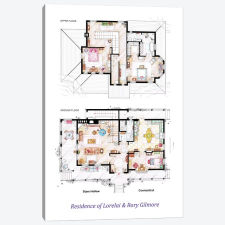 House From Gilmore Girls - Poster Version Canvas Print #TVF32} by TV Floorplans & More Art Print