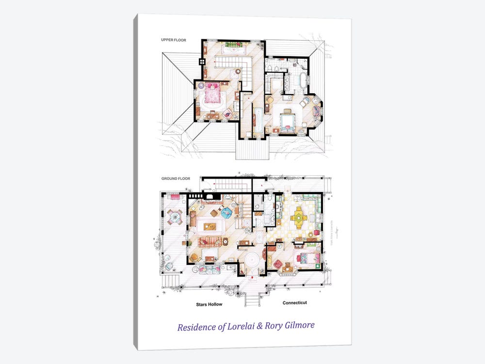 House From Gilmore Girls - Poster Version by TV Floorplans & More 1-piece Art Print
