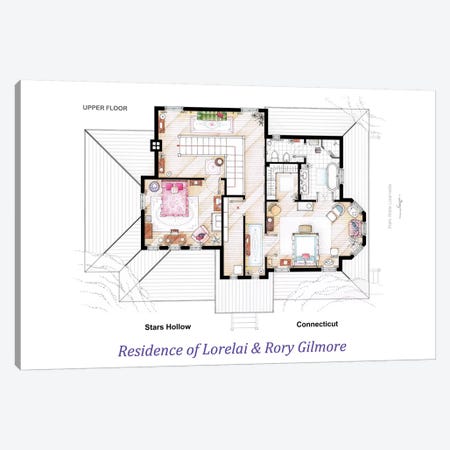 House From Gilmore Girls - Upper Floor Canvas Print #TVF33} by TV Floorplans & More Art Print