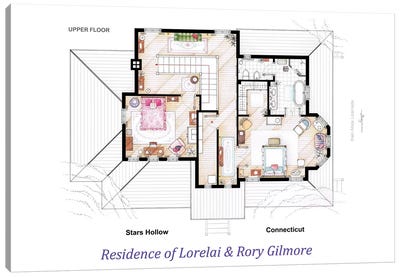 House From Gilmore Girls - Upper Floor Canvas Art Print - TV Floorplans & More
