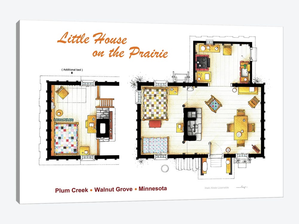 House From Little House On The Prairie by TV Floorplans & More 1-piece Canvas Print