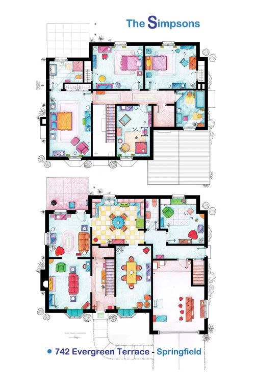 House From The Simpsons - Poster Version by TV Floorplans & More wall art