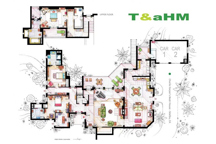 House From Two And A Half Men by TV Floorplans & More wall art