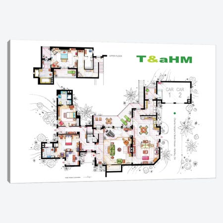 House From Two And A Half Men Canvas Print #TVF38} by TV Floorplans & More Art Print