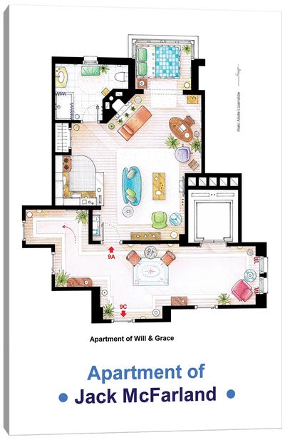 Jack's Apartment From Will & Grace Canvas Art Print - Sitcoms & Comedy TV Show Art
