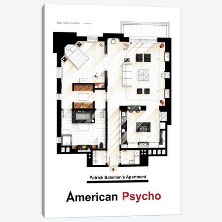 Apartment From American Psycho Canvas Print #TVF3} by TV Floorplans & More Art Print