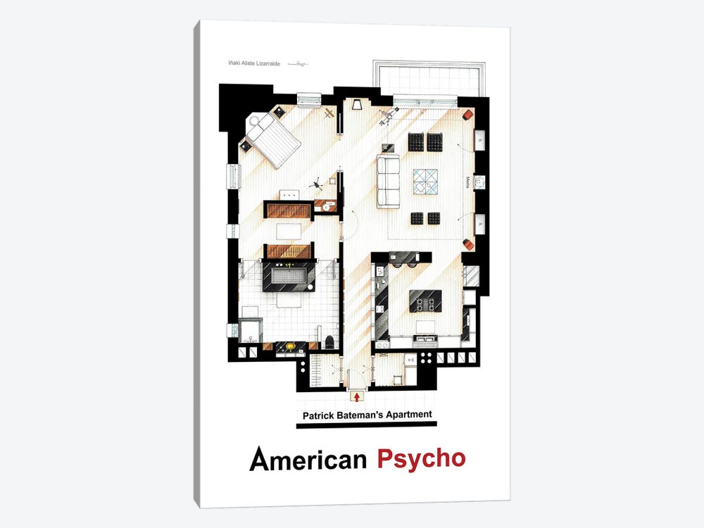 Apartment From American Psycho by TV Floorplans & More 1-piece Canvas Art Print