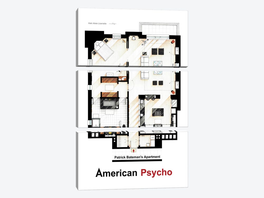 Apartment From American Psycho by TV Floorplans & More 3-piece Art Print