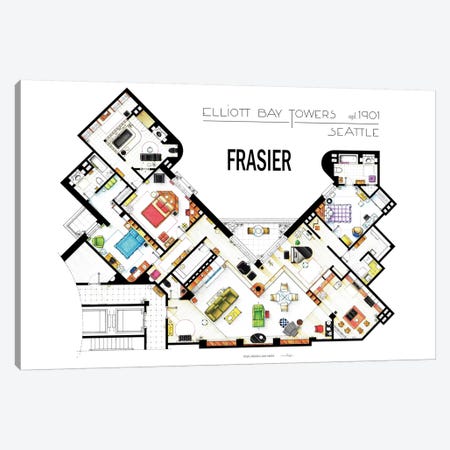 The Apartment From Frasier Canvas Print #TVF42} by TV Floorplans & More Canvas Artwork