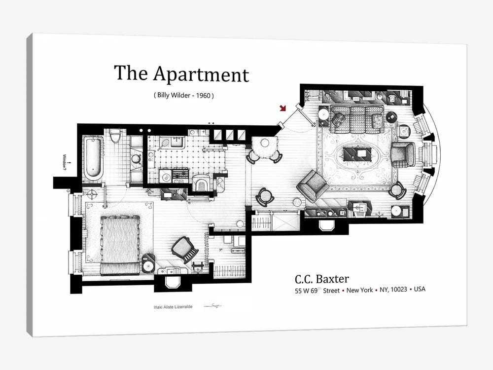 The Apartment From The Apartment by TV Floorplans & More 1-piece Canvas Print