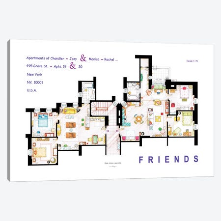 The Apartments From Friends Canvas Print #TVF44} by TV Floorplans & More Canvas Print