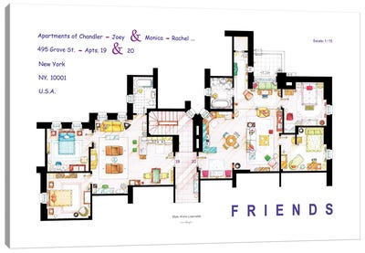 The Apartments From Friends Canvas Art Print - Pop Culture Art