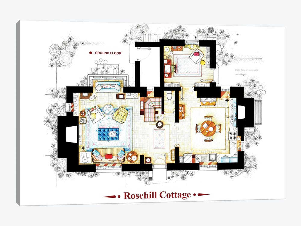 The Cottage From The Holiday - Ground Floor by TV Floorplans & More 1-piece Canvas Art Print