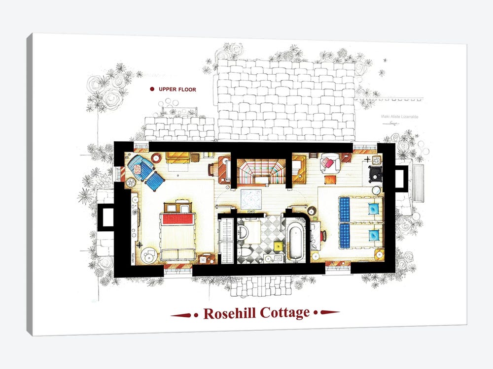 The Cottage From The Holiday - Poster Version by TV Floorplans & More 1-piece Canvas Art