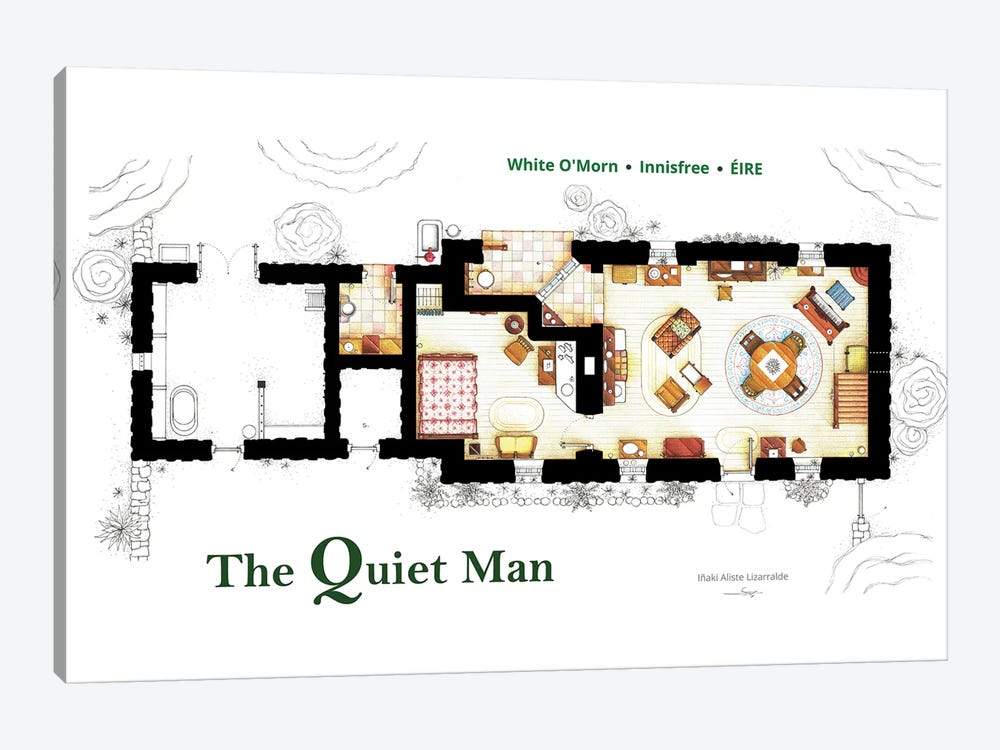The Cottage From The Quiet Man by TV Floorplans & More 1-piece Canvas Art Print
