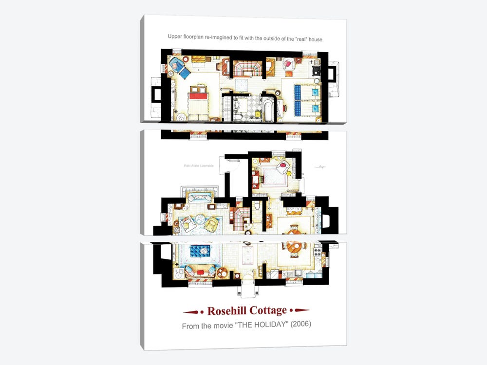 The Holiday Both B by TV Floorplans & More 3-piece Canvas Artwork