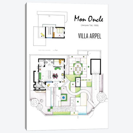 Villa Arpel From The Film Mon Oncle Canvas Print #TVF49} by TV Floorplans & More Canvas Art