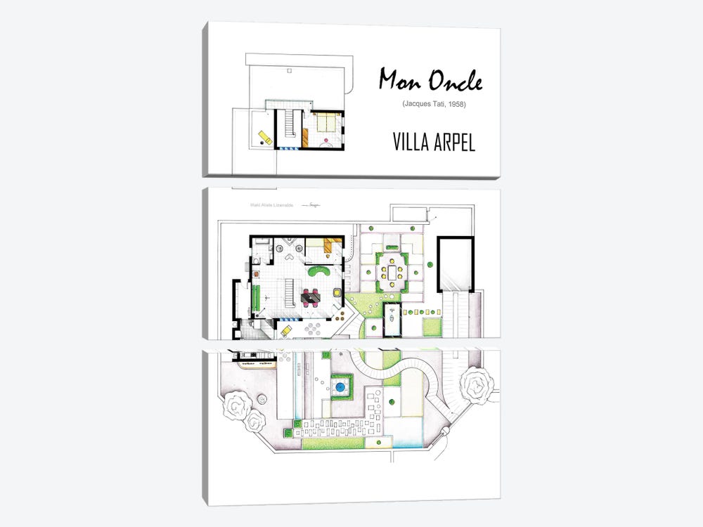 Villa Arpel From The Film Mon Oncle by TV Floorplans & More 3-piece Art Print