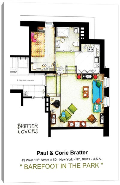 Apartment From Barefoot In The Park Canvas Art Print - TV Floorplans & More