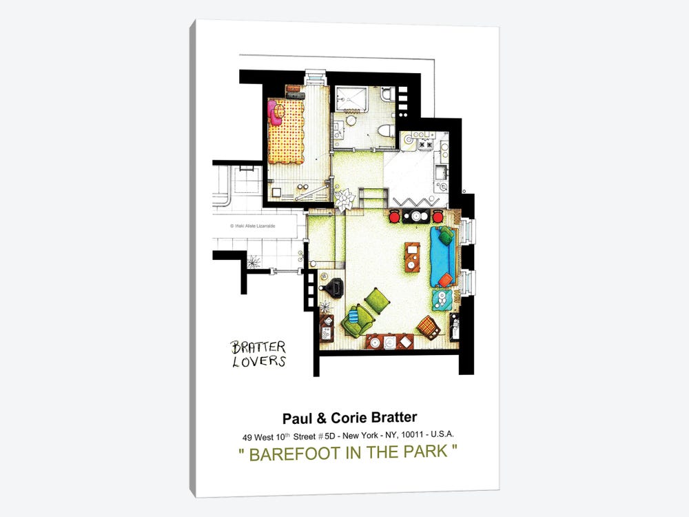 Apartment From Barefoot In The Park by TV Floorplans & More 1-piece Canvas Wall Art