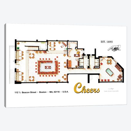 The Bar From Cheers Canvas Print #TVF50} by TV Floorplans & More Canvas Art Print