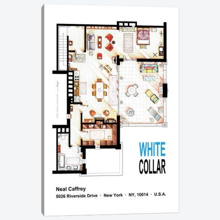 Neal Caffrey's Aptartment From White Collar Canvas Print #TVF51} by TV Floorplans & More Canvas Art Print