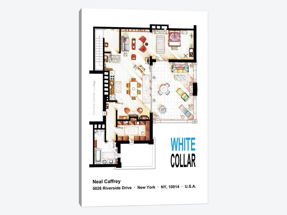 Neal Caffrey's Aptartment From White Collar by TV Floorplans & More 1-piece Canvas Wall Art