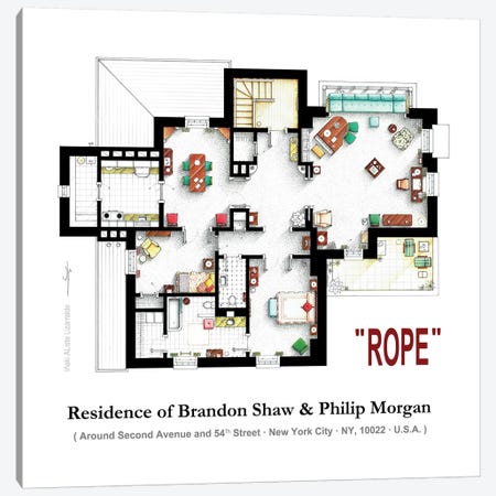 Apartment From The Film Rope By Alfred Hitchcock Canvas Print #TVF52} by TV Floorplans & More Art Print