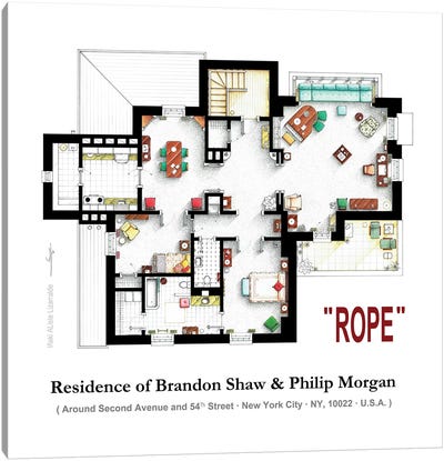 Apartment From The Film Rope By Alfred Hitchcock Canvas Art Print - TV Floorplans & More