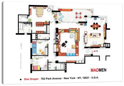 Don Draper's Apartment From Mad Men Canvas Art Print - Television Art