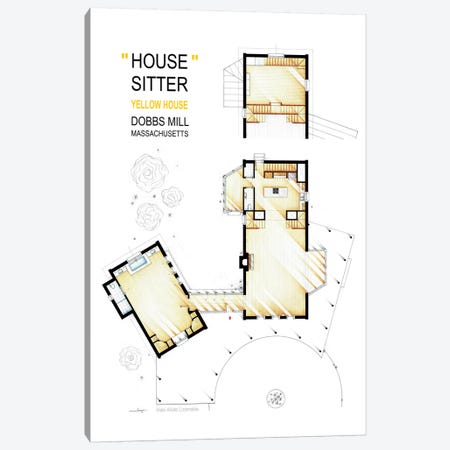 The Yellow House From The Movie House Sitter Canvas Print #TVF54} by TV Floorplans & More Canvas Artwork