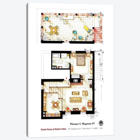 Residence Of Magnum P.I. - Poster Canvas Print #TVF56} by TV Floorplans & More Canvas Artwork