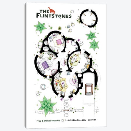The Home From The Flintstones Canvas Print #TVF58} by TV Floorplans & More Canvas Art Print