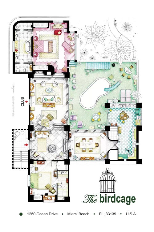 Floorplan Of The Apartment From The Birdcage (1996)