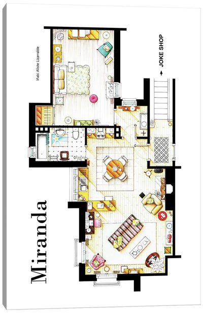 Apartment From BBC's Miranda Series Canvas Art Print - TV Floorplans & More